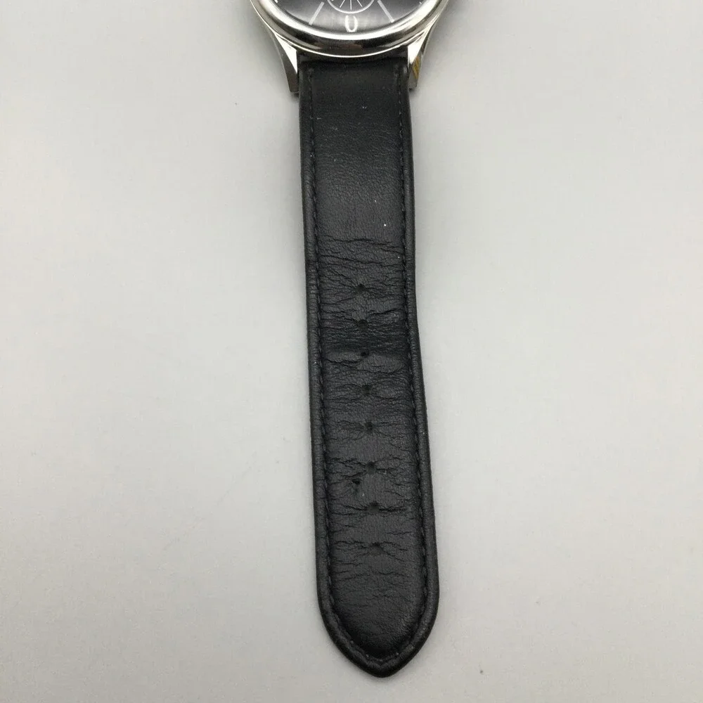 Stuhrling Original Mens Watch 44mm Black Dial Black Leather Automatic Date